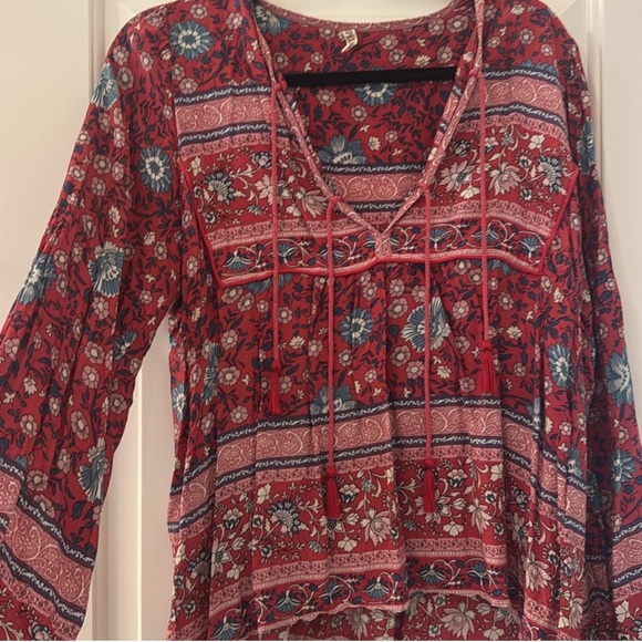 Spell folktown frill wine print top - Picture 1 of 6